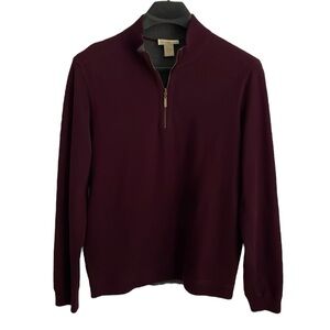 Ocean & Coast men's Size Large burgundy and‎ grey reversible quarter zip sweater